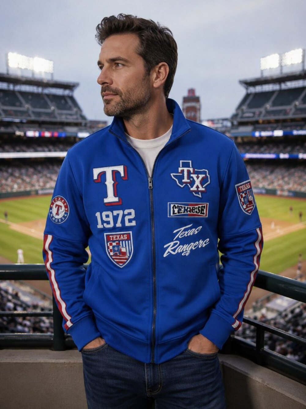 PRO STANDARD Texas Rangers Zip Track Jacket Blue Embroidered Patches MLB MEDIUM